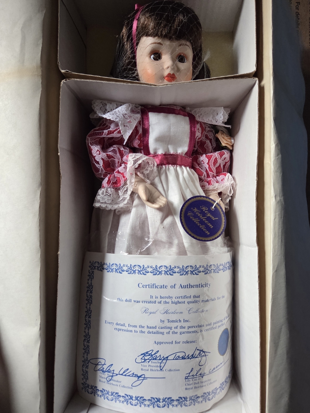 Porcelain Collector Doll in Pink Lace Dress